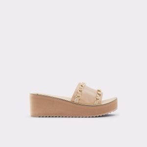 Sandales Aldo Kaerratlan Claquette Sandal - Wedge Beige | BWQPUC-846