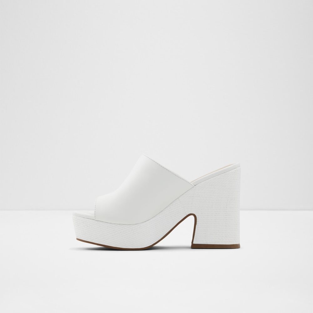 Chaussures Plateforme Aldo Ellara High Claquette Sandal - Blanche | LAHDEQ-256