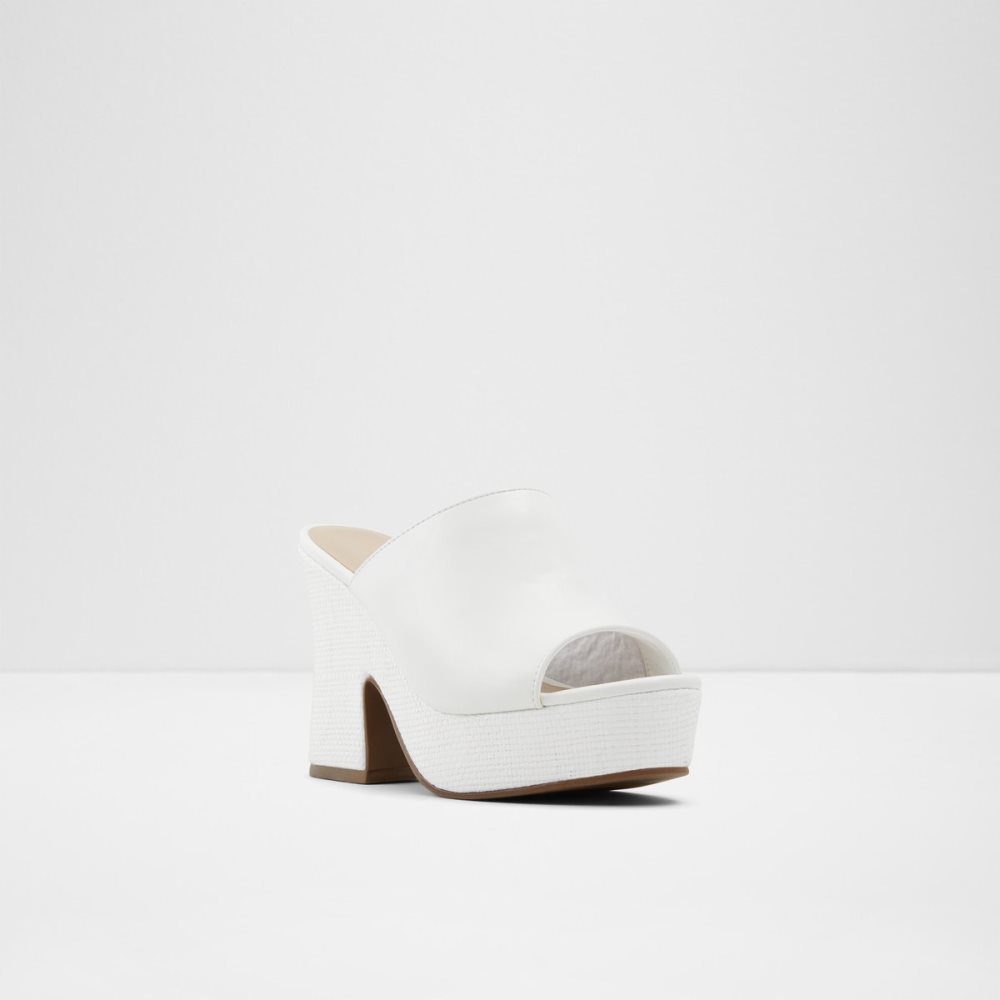 Chaussures Plateforme Aldo Ellara High Claquette Sandal - Blanche | LAHDEQ-256