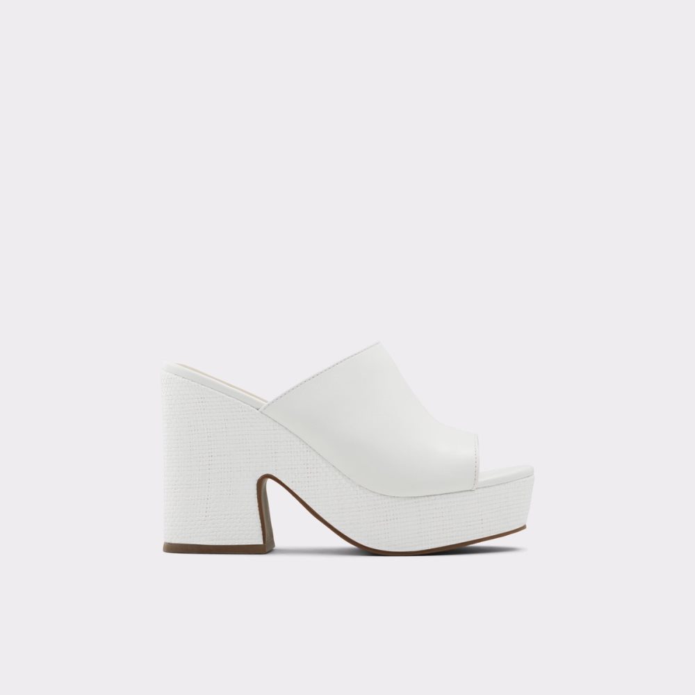 Chaussures Plateforme Aldo Ellara High Claquette Sandal - Blanche | LAHDEQ-256