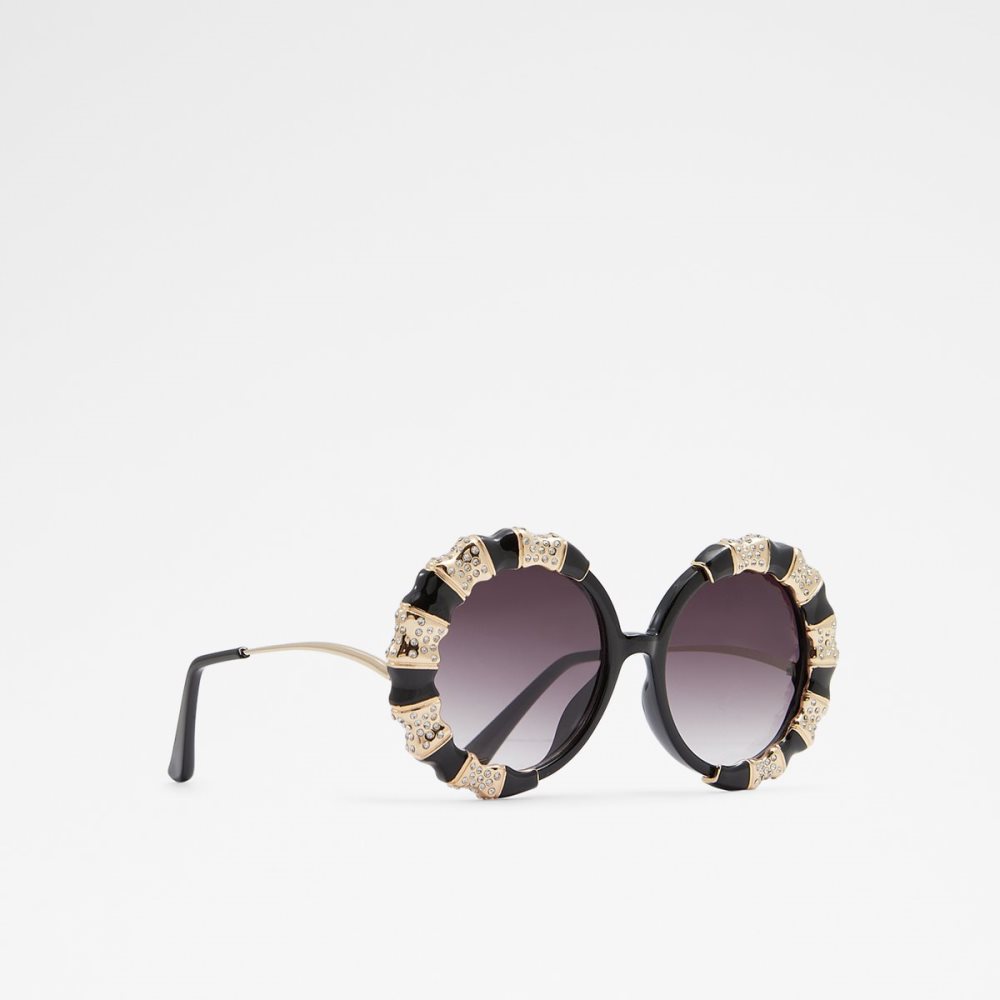 Lunettes de Soleil Aldo Zeamas Round Noir Doré Multicolore | TSFQDN-871