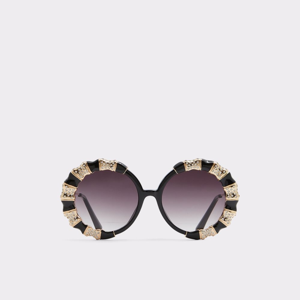 Lunettes de Soleil Aldo Zeamas Round Noir Doré Multicolore | TSFQDN-871