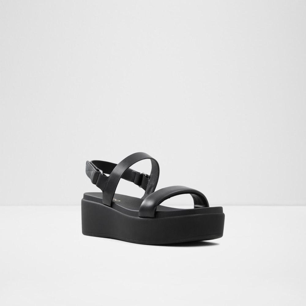 Sandales Aldo Tisdal Lanières Wedge Sandal - Wedge Noir | EQZDIJ-391