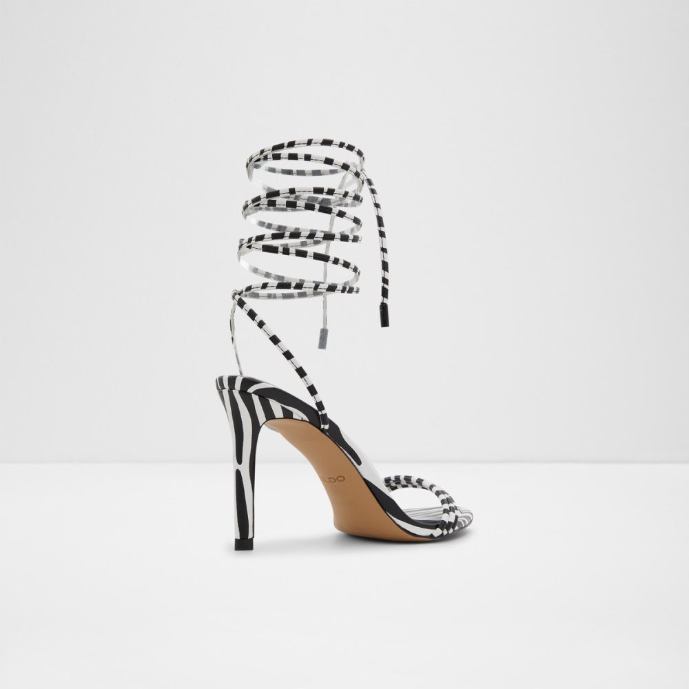 Sandales Aldo Yberrar Lanières Talons Sandal - Stiletto Noir Blanche | CGMOFT-501