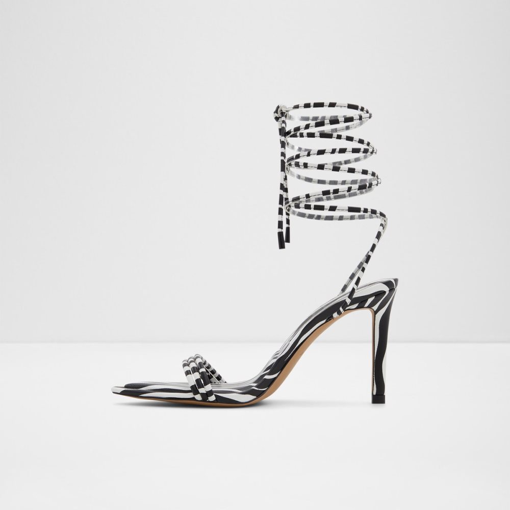 Sandales Aldo Yberrar Lanières Talons Sandal - Stiletto Noir Blanche | CGMOFT-501